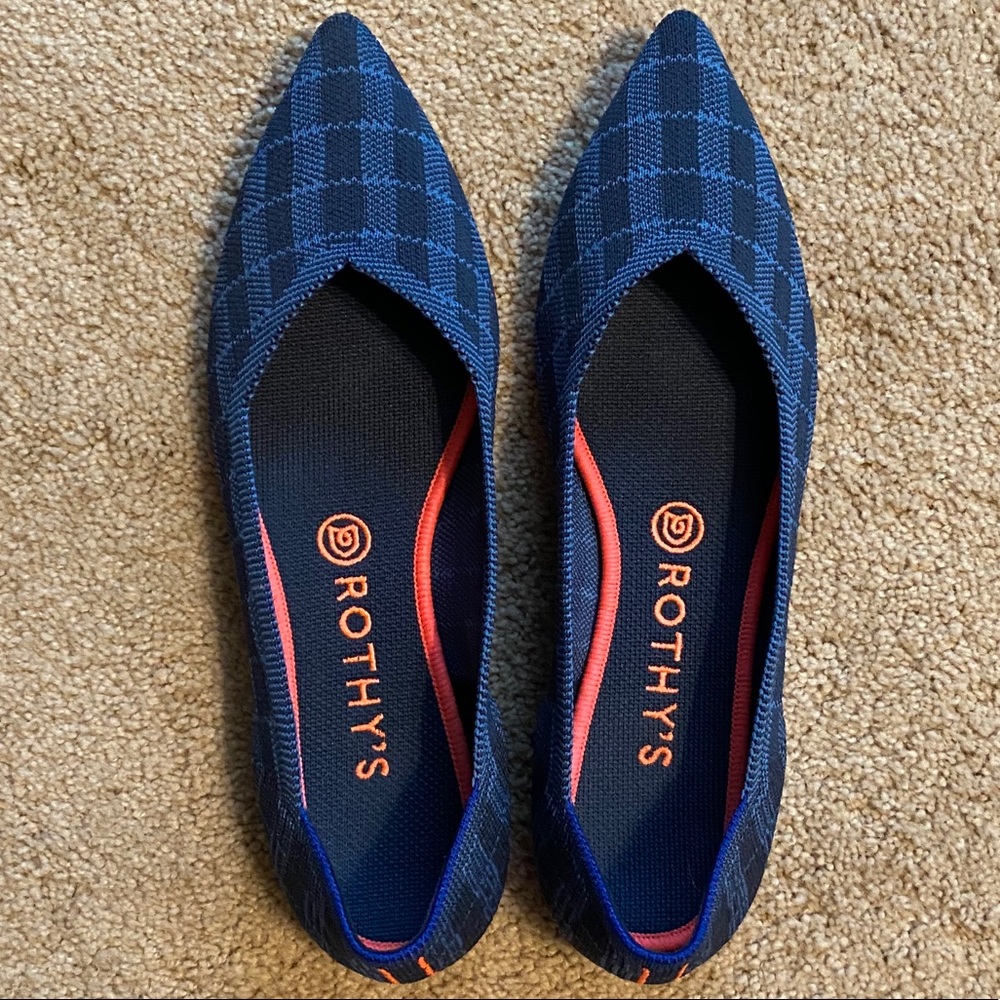 Rothy’s Indigo Gingham Plaid Point Size 9.5